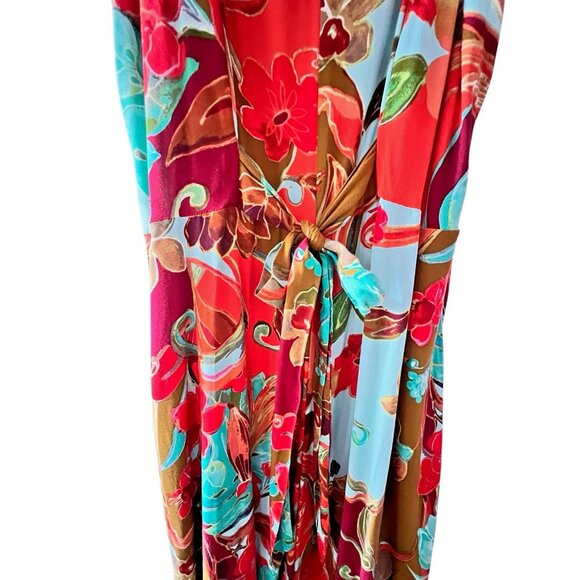 IVY STREET Sz XL Wide Leg JUMPSIUT Spaghetti Strap Tropical Floral Pockets NICE - Picture 8 of 16